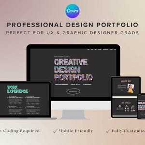 Modelo de site de portfólio de design gráfico Canva editável para designers gráficos Modelo de site de página de destino de portfólio de design criativo Canva