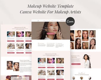 Beauty Website Template Makeup Artist Canva Template Editable Spa Landing Page