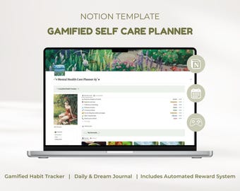Gamify Notion Template: Self Care Notion Planner, Reward System