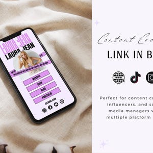 Link In Bio Template Trendy Instagram Profile Link TikTok Bio Link Website for Content Creators Profile Link for Social Media Linktree Dupe