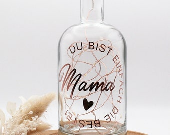 Flaschenlicht | Geschenk für Mama | Geschenkidee Muttertag | Flasche mit Korken-Lichterkette