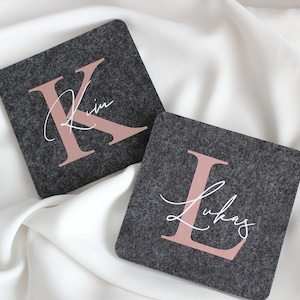 Personalized felt coasters, glass coasters, name, birthday, Easter, wedding, place cards, guest gift, table decoration