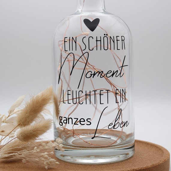 LED-Flasche 'Ohne Mama Läuft Hier Gar Nichts' – 29 Cm, Grauer Druck, Mit Lichterkette & Hologramm-Effekt