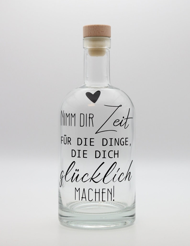 Flaschenlicht Flasche mit Korken-Lichterkette Nimm dir Zeit für die Dinge, die dich glücklich machen Bild 5