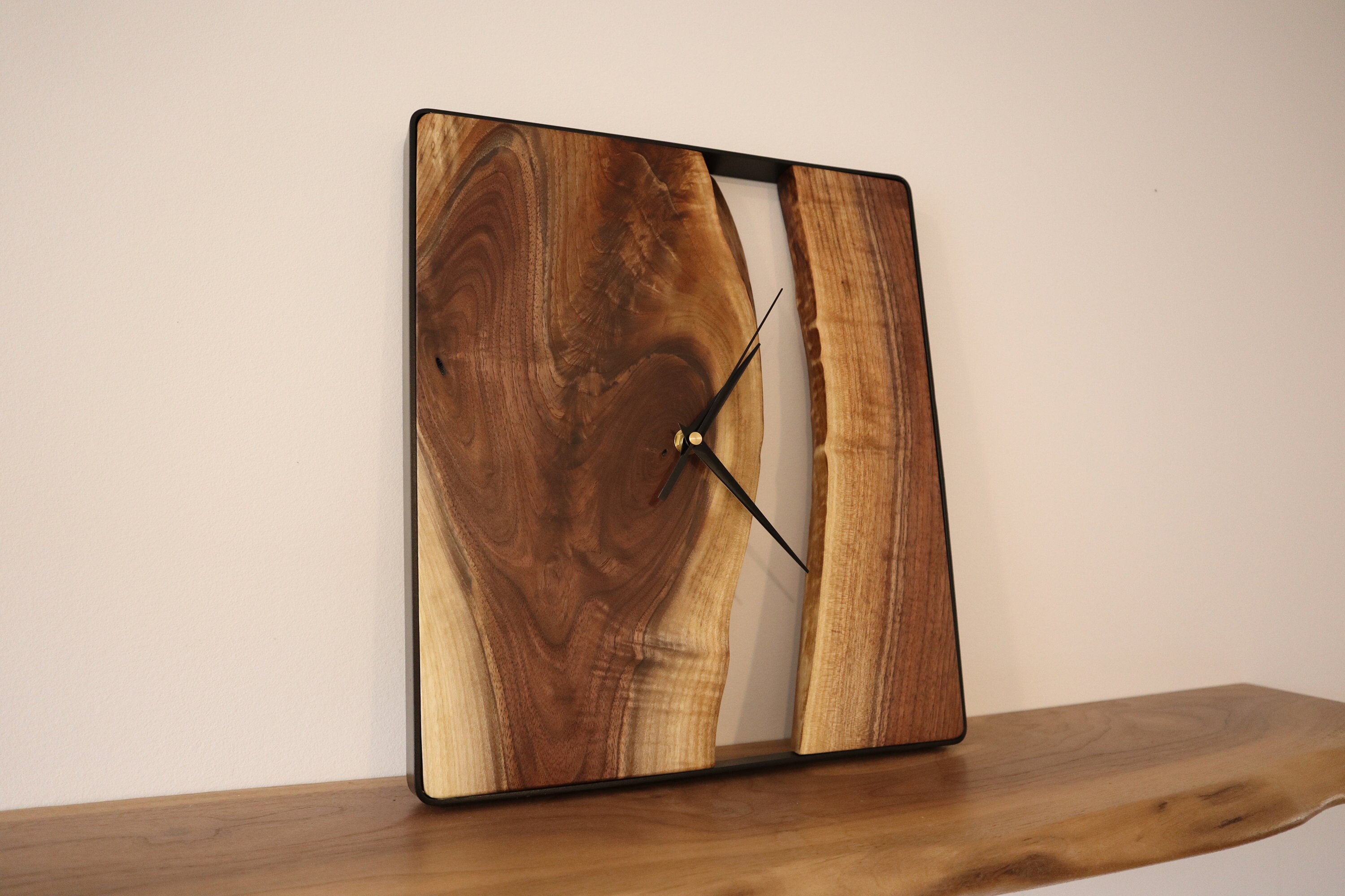 Live Edge Wood + Metal Clock Rustic Modern Minimalist Decor ...