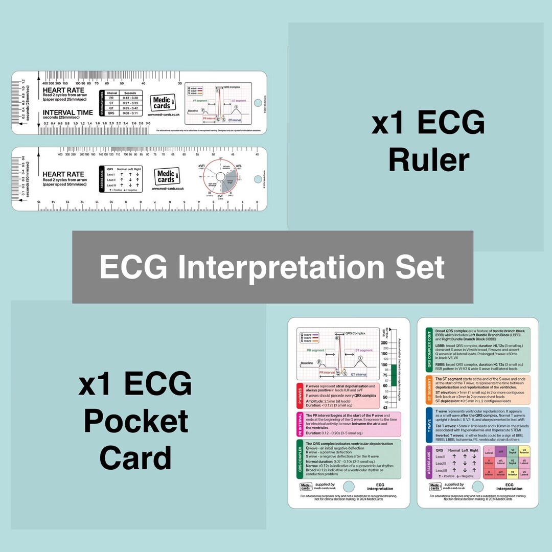 Ecg Ruler Card ECG Interpretation Set Ruler & Pocket Card - Etsy UK