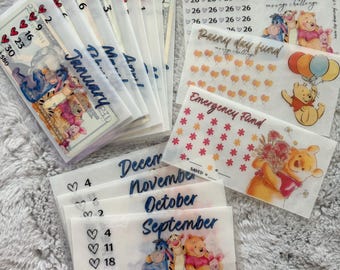 WINNIE THE POOH theme 2026 Friday challenge  cash envelope and savings tracker binder set