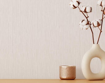 Neutral Beige Vertical Texture Wallpaper - Light Modern Minimal Japandi Peel and Stick Wall Mural A149