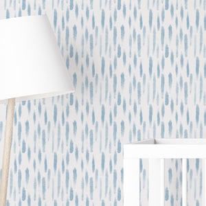 Blue Watercolor Raindrop Wallpaper - Abstract Kids Room Minimal Scandinavian Wall Mural A105