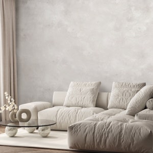 Light Gray Plaster Peel & Stick Wall Mural - Textured Cement Concrete Self Adhesive Wall Decal - Venetian Stucco Removable Wallpaper AM069