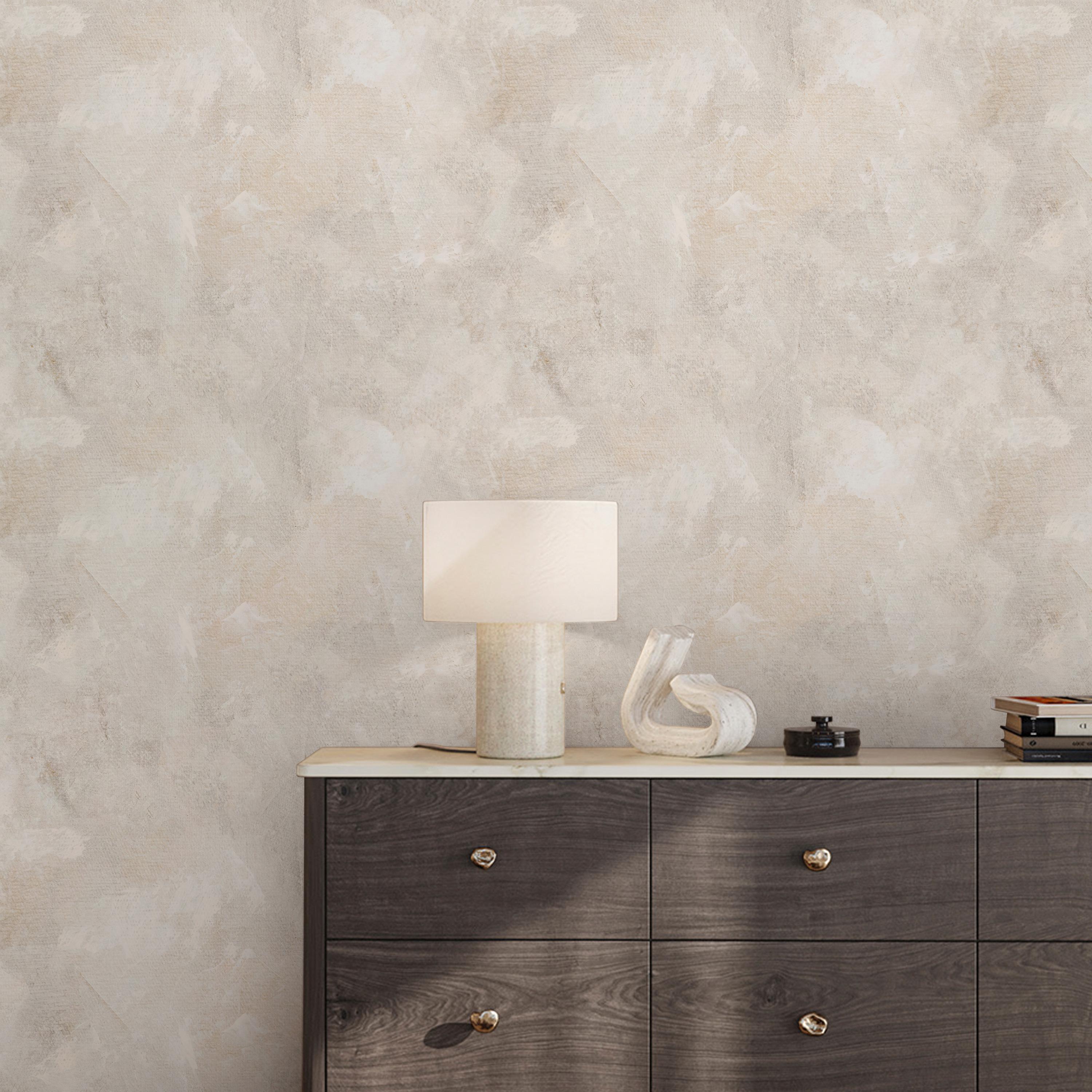 Beige Limewash Peel & Stick Wallpaper - Textured Plaster Effect Self Adhesive Wallcover - Abstract Pattern Removable Wall Mural A034
