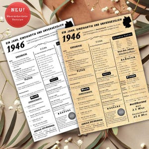 Jahreskarte 1946 gedruckt – personalisiertes Geschenk zum 79 Geburtstag |Besonderes Geburtstagsgeschenk  |  1946 | Retro Geburtstagsgeschenk