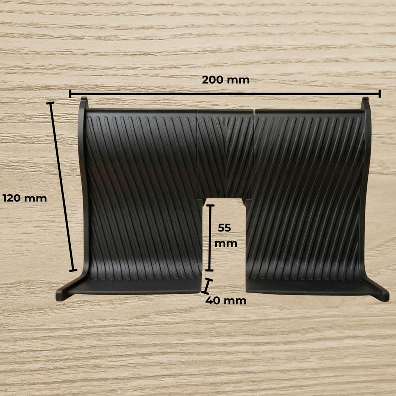 Maßzeichnung der Auffangschale mit 20,2 cm Breite und 10,8 cm Höhe