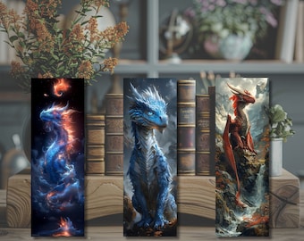 Lesezeichen - Set - Quaste - Fantasy - Drachen - Bücherliebe - Bücherwurm - Geschenkidee - Bücherfan -  hochwertiges Fotopapier (Art.-Nr.:5)