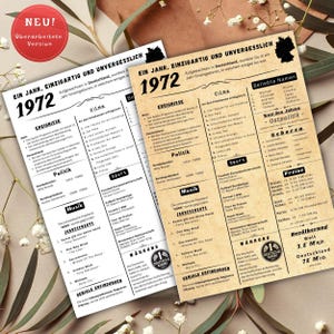 Jahreskarte 1972 gedruckt – personalisiertes Geschenk zum 53 Geburtstag | Besonderes Geburtstagsgeschenk | 1972 | Retro Geburtstagsgeschenk