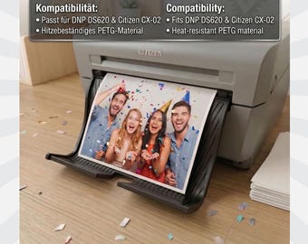 Auffangschale für DNP DS620 & Citizen CX-02 – Profi Fotobox Foto-Ablage – Robustes PETG – Saubere Stapelung – Made in Germany