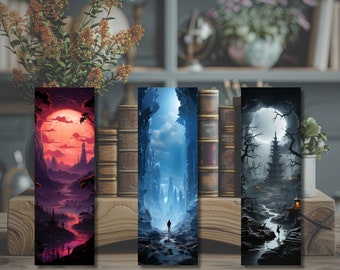 Bookmarks - Set - Tassel - Fantasy - River - Love of Books - Bookworm - Gift Idea - Book Fan - High-Quality Photo Paper (Item No.: 6)