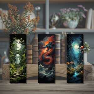 Fantasy dragon laminated bookmark with tassel – handmade, durable, sturdy, detailed design for book lovers (Art. No.: 5)