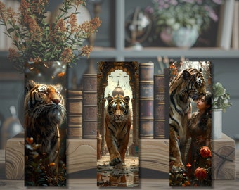 Lesezeichen - Set - Quaste - Tiger - Tiere - Bücherliebe - Bücherwurm - Geschenkidee - Bücherfan -  hochwertiges Fotopapier (Art.-Nr.: 10)