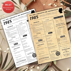 Jahreskarte 1985 gedruckt – personalisiertes Geschenk zum 40 Geburtstag | Besonderes Geburtstagsgeschenk | 1985 | Retro Geburtstagsgeschenk