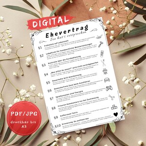 Witziger Ehevertrag als PDF & JPG – Lustiges Hochzeitsgeschenk für Männer– digitaler Download A4 A3 – Eheurkunde–  Brautpaar – Humor