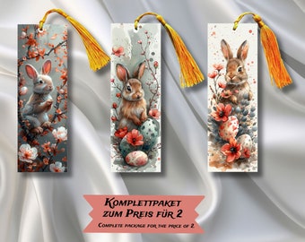 Boekenlegger met kwastje - Pasen - Lieve konijntjes - Liefde voor boeken - Boekenwurm - Cadeau-idee - Boekenwaaier - hoogwaardig fotopapier (Art.nr.: 13)