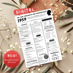 Jahreskarte 1959 digital – Geschenk zum 66 Geburtstag | Karte | Damals in 1959 | Geburtstagsgeschenk | Historische Ereignisse als PDF & JPG