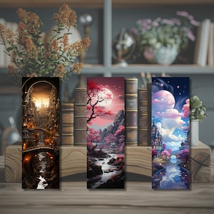 Bookmark with tassel - fantasy motifs - love of books - birthday gift idea - laminated bookmark (Art. No.: 6)