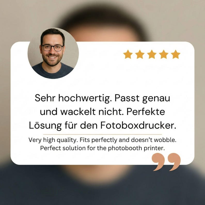 Kundenbewertung mit fünf Sternen zur Passform der Auffangschale