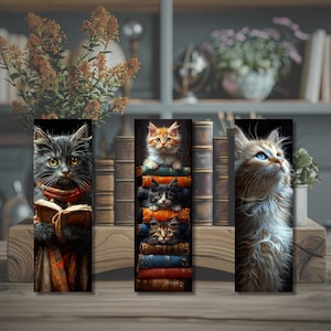 Bookmark with tassel - cat - animals - book love - birthday gift idea - laminated bookmark (Art. No.: 15)