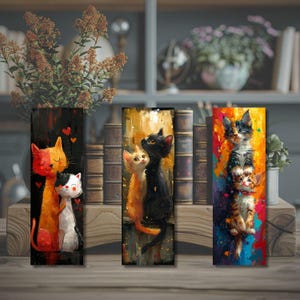 Bookmark with tassel - cats - animals - book love - gift idea - book fan - laminated bookmark (Art. No.: 23)
