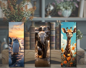 Boekenleggers - Set - Kwastje - Dieren - Olifant - Boekenliefhebber - Boekenwurm - Cadeau-idee - Boekenwaaier - Hoogwaardig fotopapier (Art.nr.: 7)