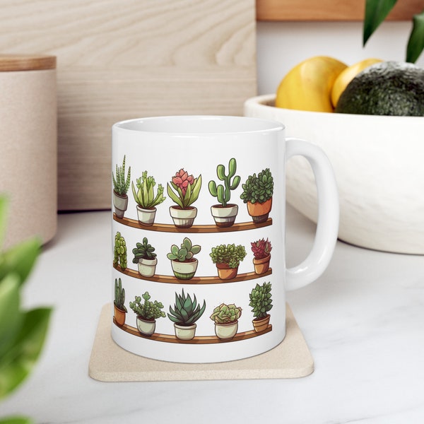 Succulents Mug, Ceramic Mug 11oz, Most Popular Item, Best Seller Mugs, Best Selling Item, Plant Mugs, Trending on Etsy, Great Gift Idea