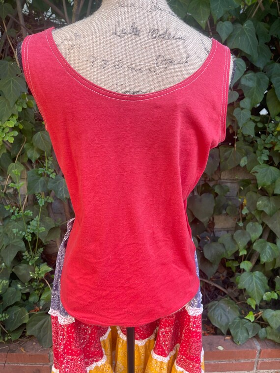 50s Vintage Bandana skirt and red top - image 7