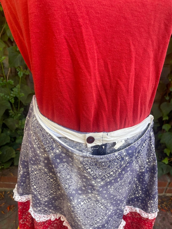 50s Vintage Bandana skirt and red top - image 5