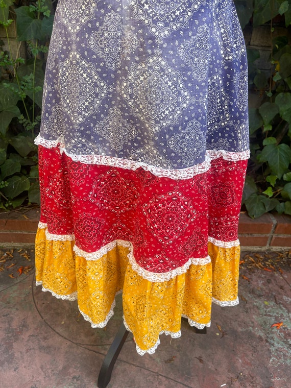 50s Vintage Bandana skirt and red top - image 6