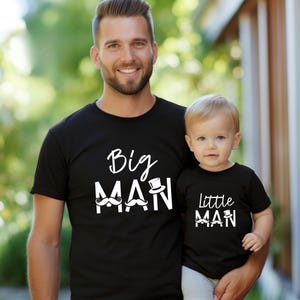 Big Man Little Man Matching Shirt Fathers Day Gift, Matching Dad and Son T-shirt, Dad Mustache T-shirt, Little Man Baby Bodysuit