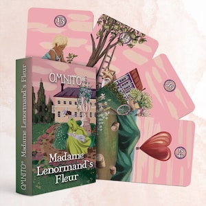 OMNITO Madame Lenormand Fleur | Cartões de sabedoria para o amor e a vida | Conjunto vintage de 36 cartas com guia para leitura de alma, destino e fortuna