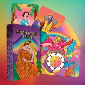 Rosy Future 78 Tarot Card Set | Pocket-Sized (4.13" x 2.3") Borderless Deck | Classic Meanings with Online Guide Book for Beginners