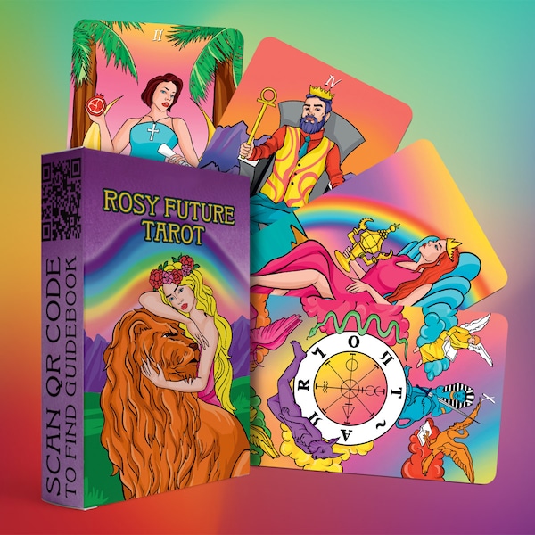 Rosy Future 78 Tarot Card Set | Pocket-Sized (4.13" x 2.3") Borderless Deck | Classic Meanings with Online Guide Book for Beginners