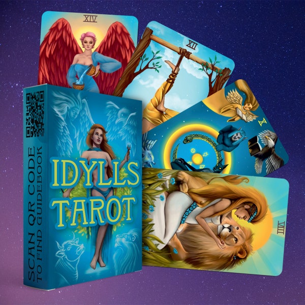 Idylls 78 Tarot Card Set | Pocket-Sized (4.13" x 2.3") | Fortune Telling Cards | Classic Meanings with Online Guide Book for Beginners