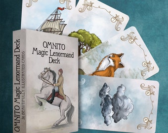 OMNITO Borderless Oracle Magic Deck Lenormand Cards - Mystical Vintage 36-Card Set with Guidebook