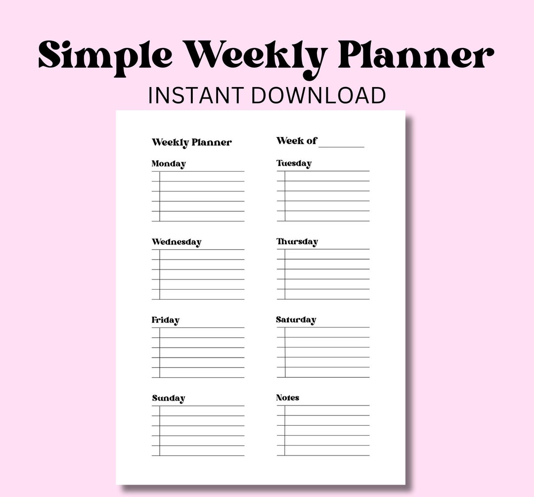 Simple and Easy Weekly Planner Printable, To-do List Template ...