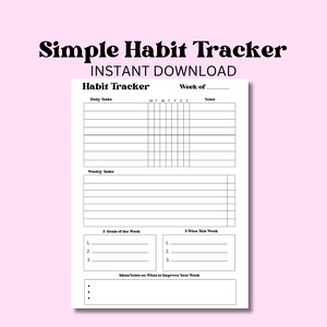 Printable Habit Tracker PDF, Daily, Weekly, Monthly Goal Setting, Downloadable Template PDF, Minimalist Tracking Checklist, Simple tracker