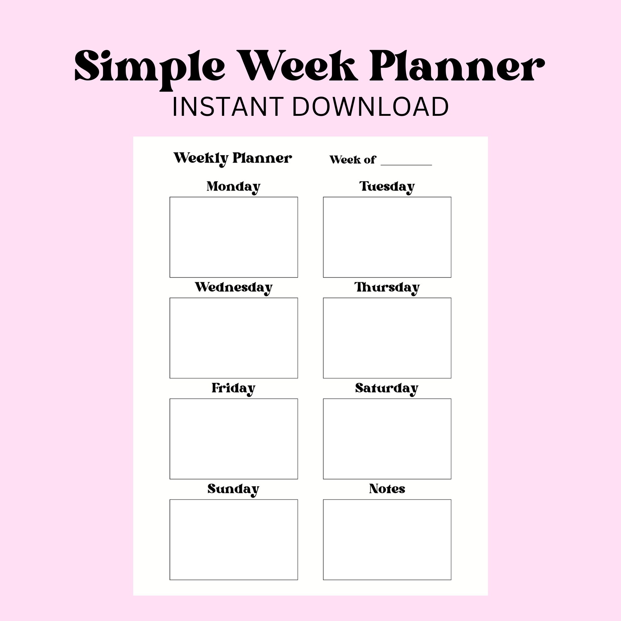 Printable Weekly Planner Template PDF, Simple Easy Weekly Task Planner ...