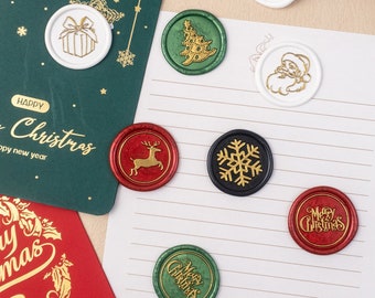 Christmas wax seal stickers, Handmade wax seals with gold painted, Custom wax seals stickers, Self Adhesive Wax Seals Stickers