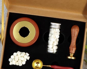 Custom Wax Seal Stamp Kit for Wedding Invitation, Wedding Wax Seal Stamp, Wax Seal Kit, Logo Design, Monogram Wax Seal, Initial Wax Stamp