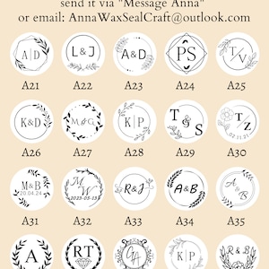 Custom logo wax seal stickers, 40 logo styles, Handmade wax seal stickers, Custom any logo, Self-adhesive wax sticker for wedding invitation image 4