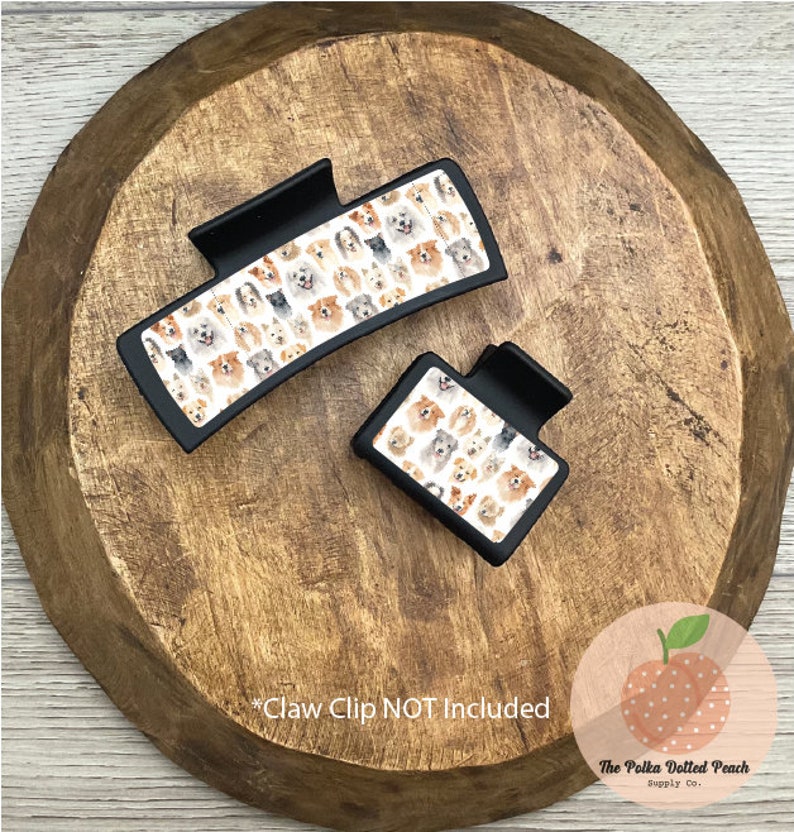 HAND PAINTED DOODLE DOG CLAW CLIP- TAN