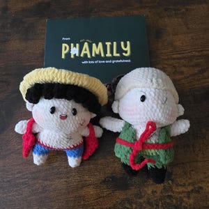 Luffy & Zoro One Piece Crochet Keychain, Keyring, Backpack School Bag Keychain, Anime Cartoon Gift for Boy, Girl, Kid, Car Keychain